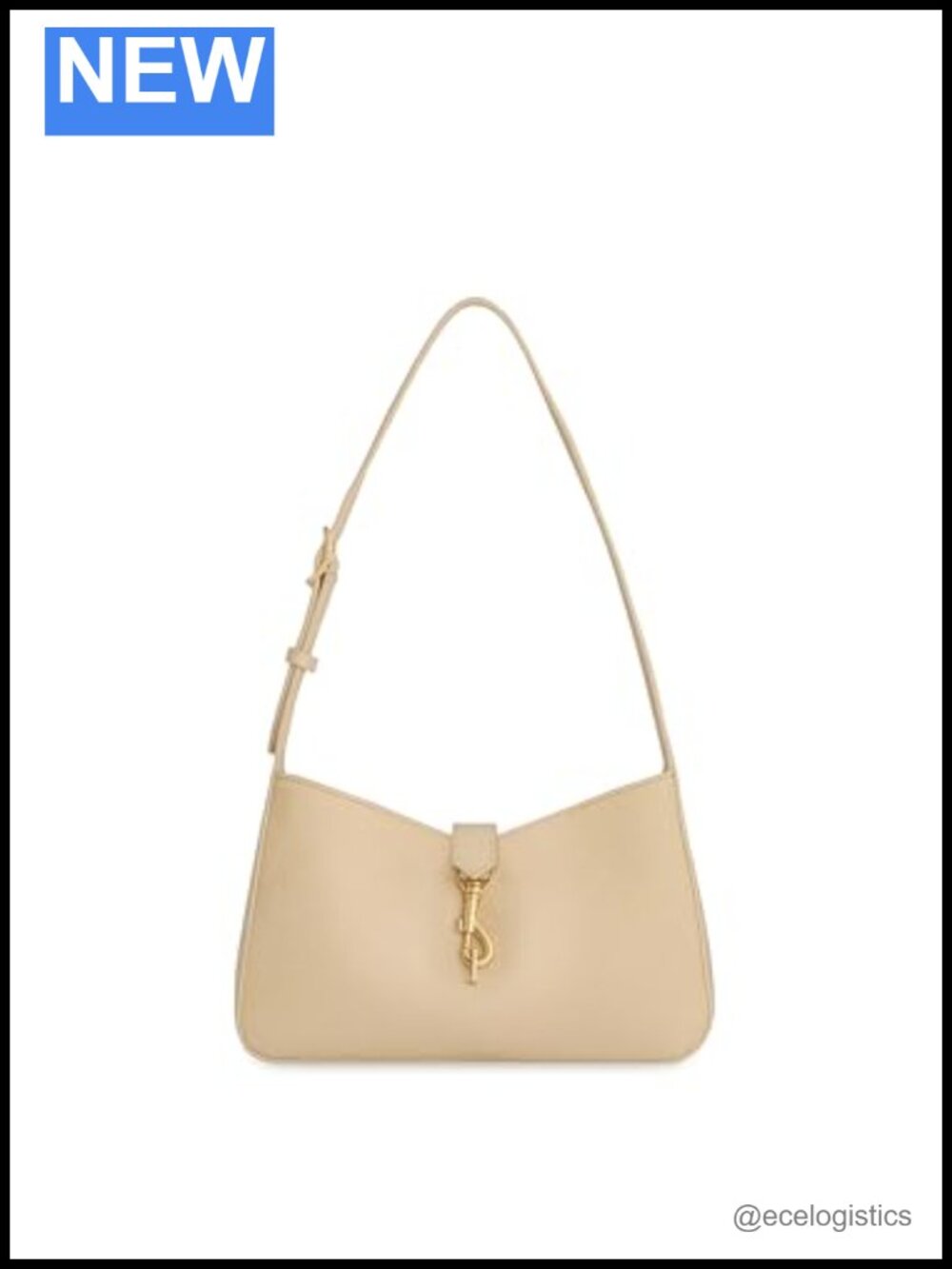 Leather Shoulder Bag with Magnetic Snap Closure, Adjustable Strap